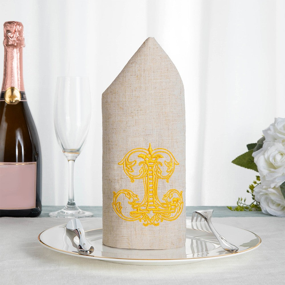 Personalized Initial Embroidered Napkin, Linen Monogrammed Napkin, Party Dinner Napkin, Table Decor, Housewarming/Mother's Day Gift for Hostess/Mom