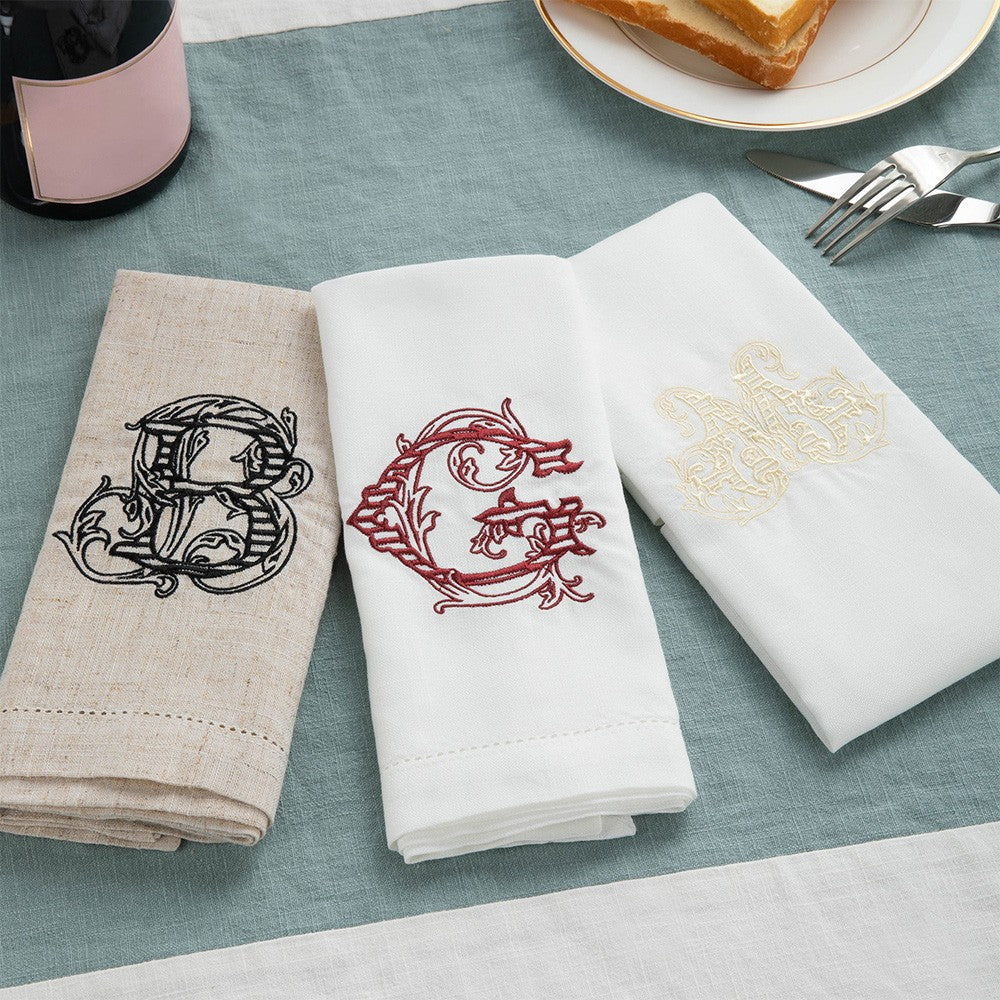 Personalized Initial Embroidered Napkin, Linen Monogrammed Napkin, Party Dinner Napkin, Table Decor, Housewarming/Mother's Day Gift for Hostess/Mom