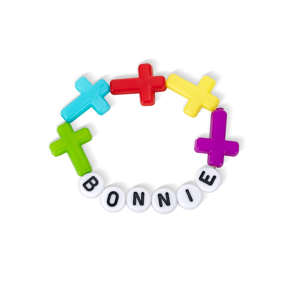 Personalized Name Beaded Cross Bracelet, Colorful Adjustable Name Bracelet, Birthday/Baby Shower/Christening Gift for Newborns/Toddlers/Adults