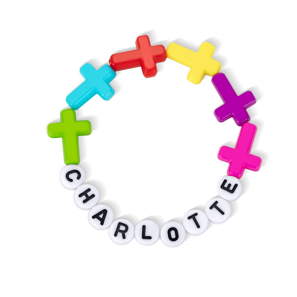 Personalized Name Beaded Cross Bracelet, Colorful Adjustable Name Bracelet, Birthday/Baby Shower/Christening Gift for Newborns/Toddlers/Adults