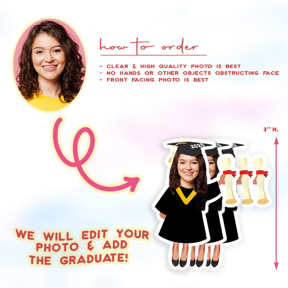 (Set of 15pcs)Personalized Face Photo Graduation Drink Stirrer, Funny Swizzle Stick for Graduation Party Decor, Gift for Graduate/College/Classmate