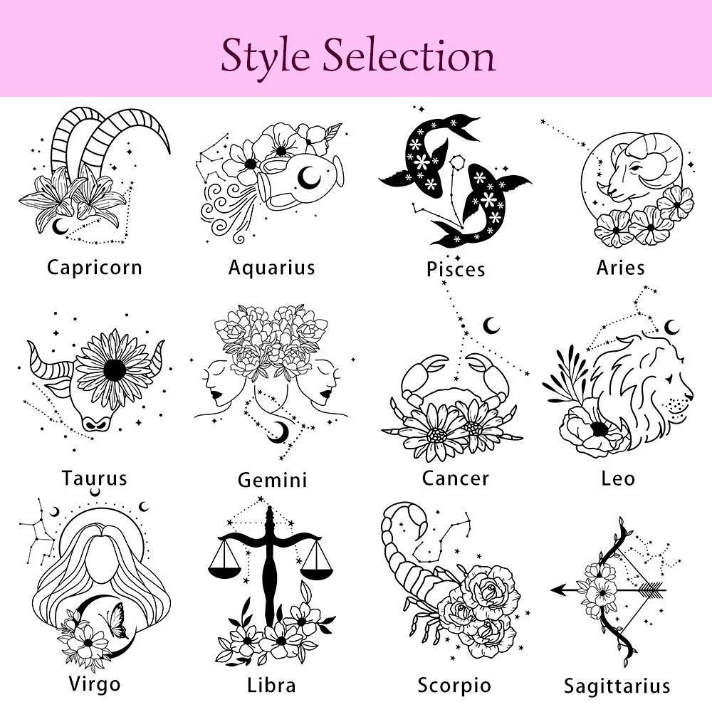 Personalized Zodiac Sign Flower Design Tumbler with Name, Stainless Steel 20oz Travel Mug with Straw, Birthday/Christmas Gift for Women/Girls/Friends