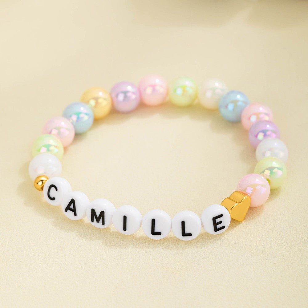 Personalized Name Beaded Pet Bracelet, Colorful Dog Name Stretchy Bracelet with Gold Bone/Heart, Pet Loss Jewelry, Memorial Gift for Pet Mom/Dad