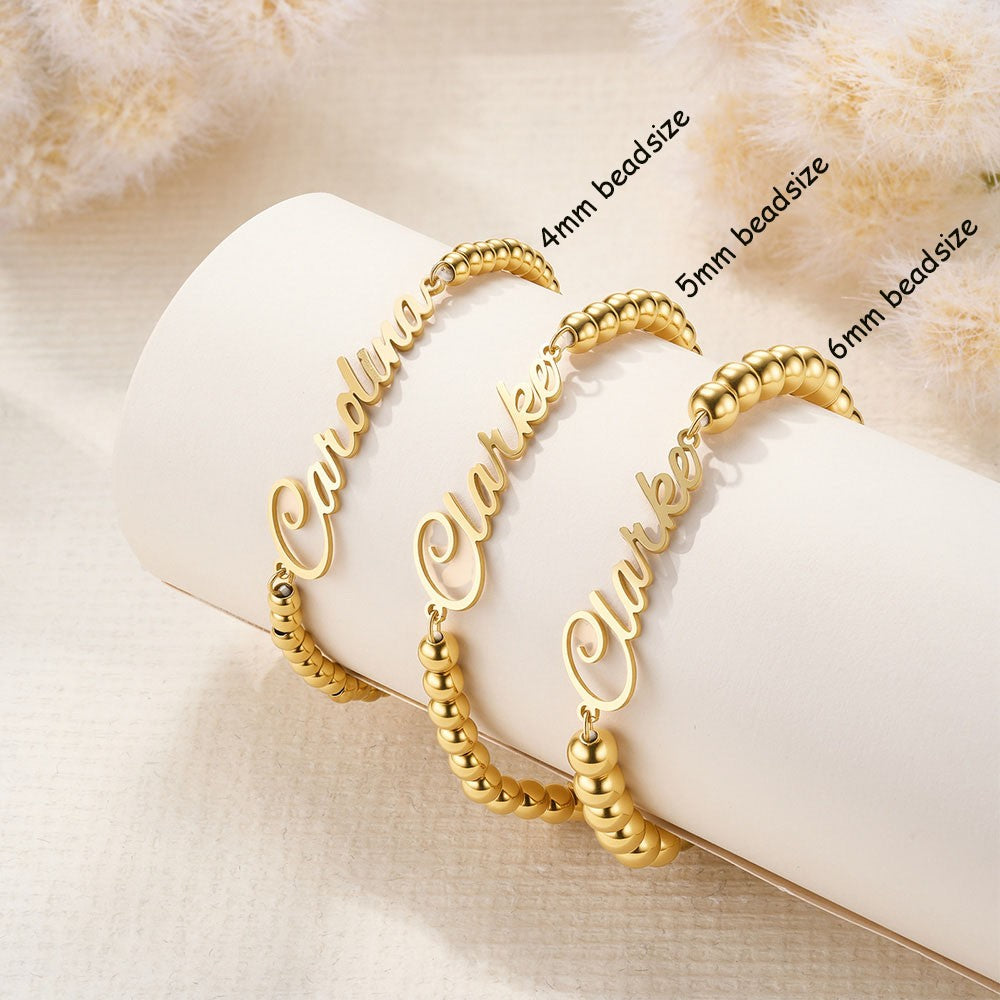 Personalized Name Beaded Bracelet/Anklet, Women's Minimalist Statement Jewelry, Birthday/Anniversary/Christmas Gift for Her/Wife/Mom/Friends