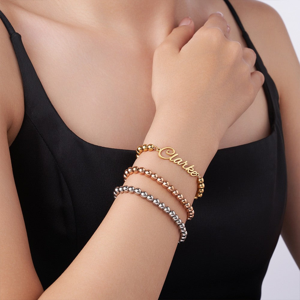 Personalized Name Beaded Bracelet/Anklet, Women's Minimalist Statement Jewelry, Birthday/Anniversary/Christmas Gift for Her/Wife/Mom/Friends