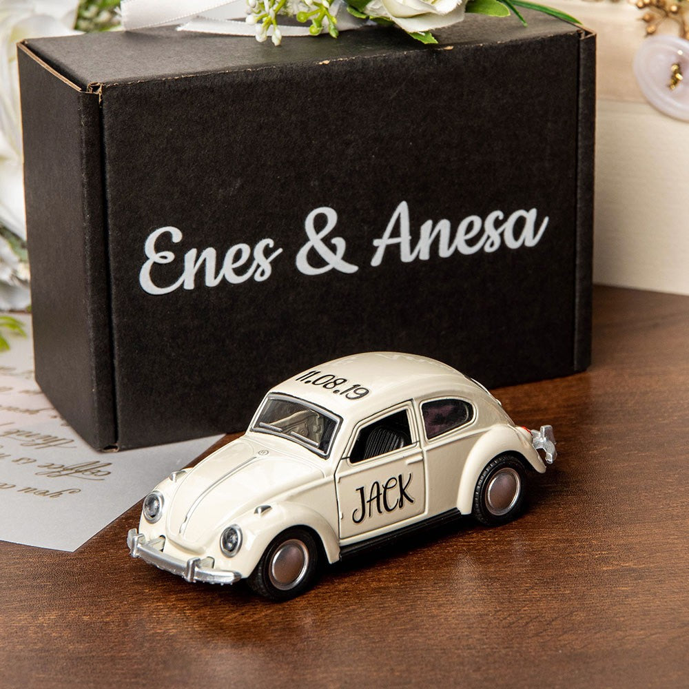 Personalized Name Mini Car Model, Mini Beetle Toy Car, Thank You Gift, Wedding Party Gift, Wedding Favors, Groomsmen Gifts, Gift for Page Boy