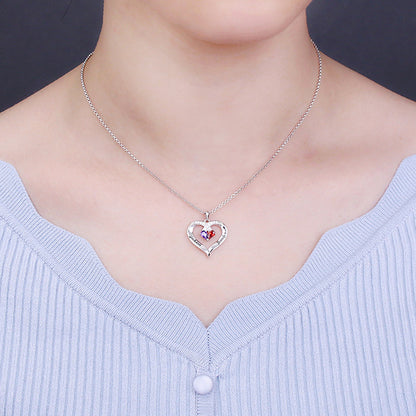 Engraved Together Forever Heart-shaped Silver Necklace