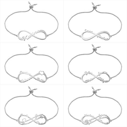 Customized Infinity Bracelet in Silver