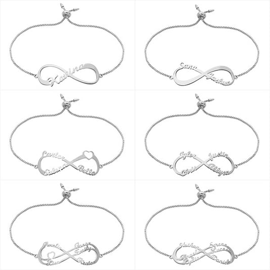 Customized Infinity Bracelet in Silver