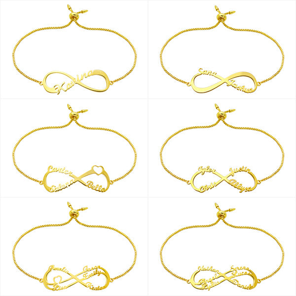 Engraved Infinity Bracelet in Gold