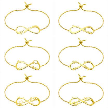 Engraved Infinity Bracelet in Gold