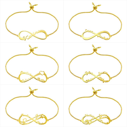 Engraved Infinity Bracelet in Gold