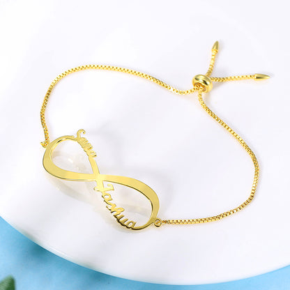 Engraved Infinity Bracelet in Gold