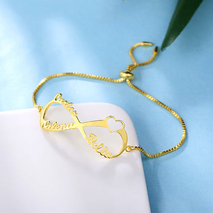 Engraved Infinity Bracelet in Gold