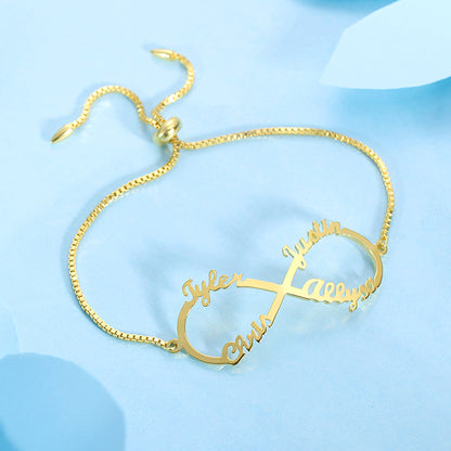 Engraved Infinity Bracelet in Gold