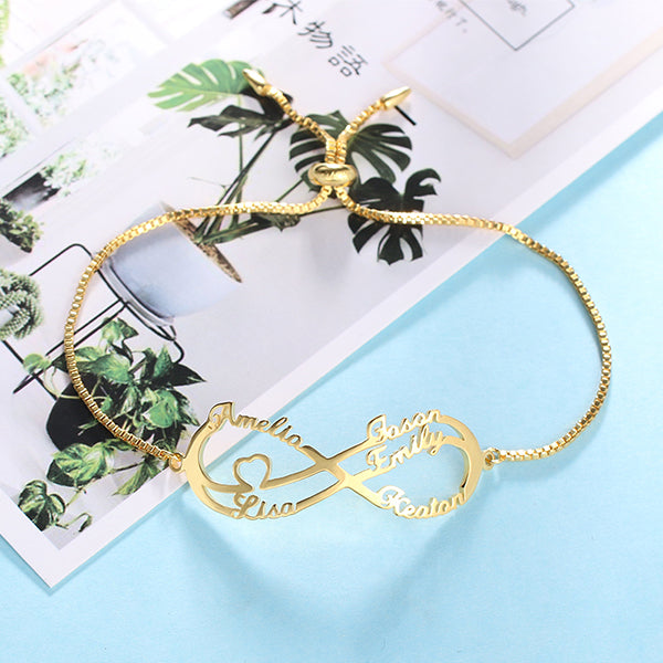 Engraved Infinity Bracelet in Gold