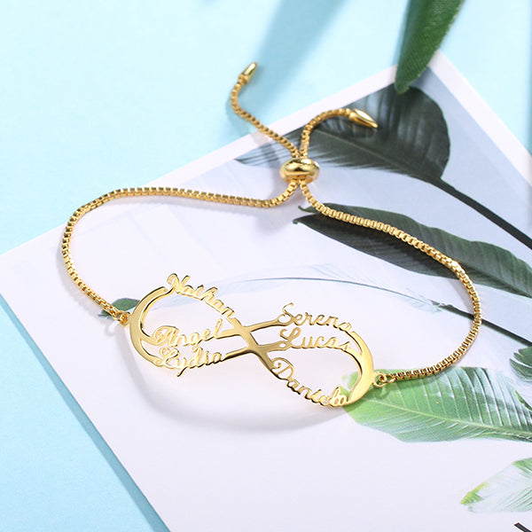 Engraved Infinity Bracelet in Gold