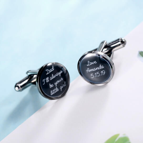 Personalized Round Photo CuffLinks in Stainless Steel