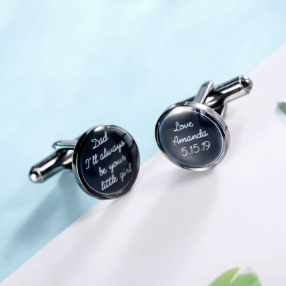 Personalized Round Photo CuffLinks in Stainless Steel