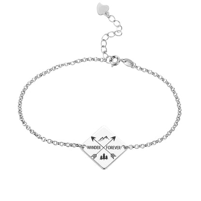 Engraved Wanderer Bracelet Sterling Silver