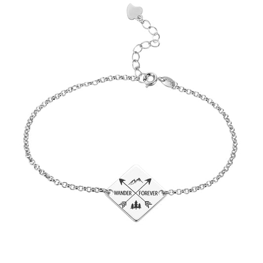 Engraved Wanderer Bracelet Sterling Silver