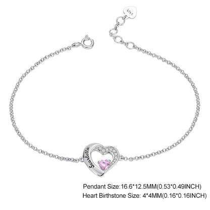 Customized Multiple Hearts Birthstones Bracelet