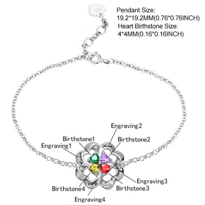 Customized Multiple Hearts Birthstones Bracelet