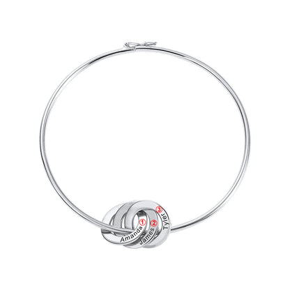 Personalized Russian Ring Bangle Bracelet in Silver