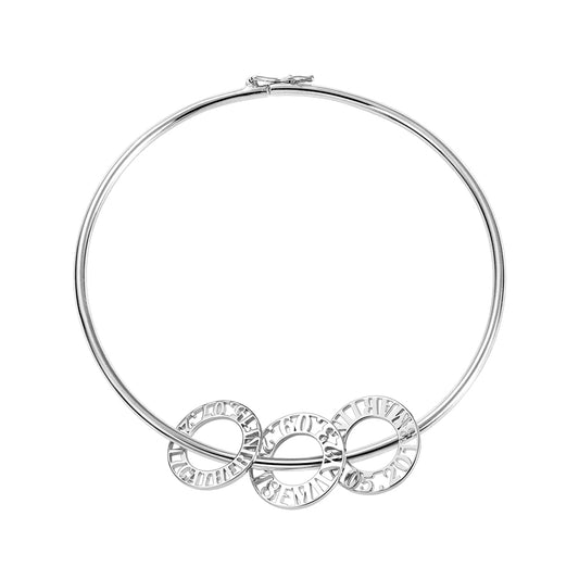 Personalized Bangle Bracelet with Round Shape Pendants