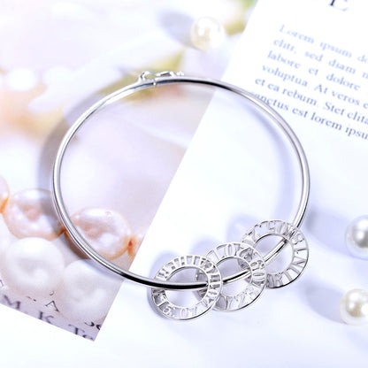 Personalized Bangle Bracelet with Round Shape Pendants