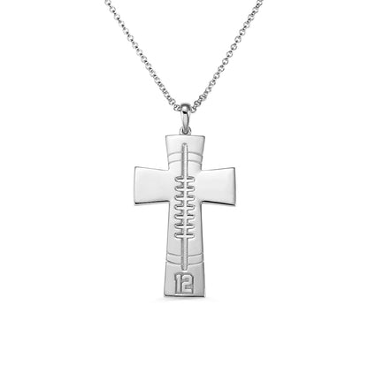 Engraved Football Cross Necklace