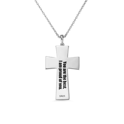 Engraved Football Cross Necklace