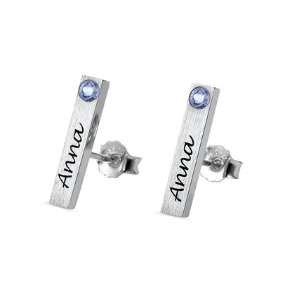 Personalized Bar Earrings with Birthstones