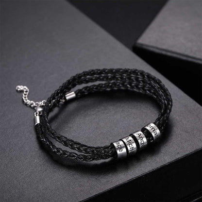 Men Stylish Stainless Steel Bracelet Embedded with Beads