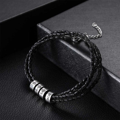 Men Stylish Stainless Steel Bracelet Embedded with Beads