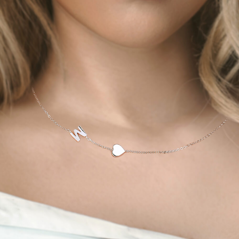 Customized Sideways Initial Necklace, Mother's Day Gifts, for Mom, for Her