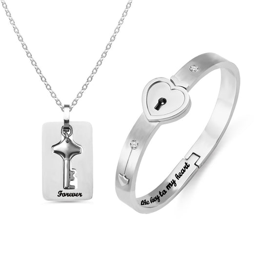 Customized Bracelet and Key Necklace   for Couples