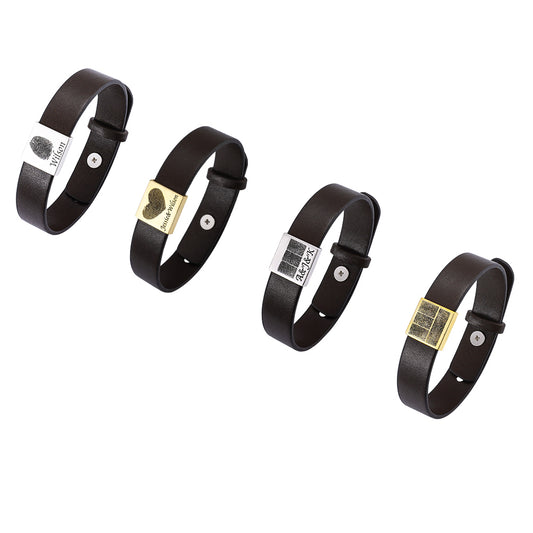 Personalized Fingerprint Men's Leather Bracelet