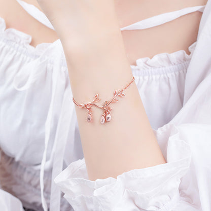Custom Family Tree Branch Birthstone Bracelet Silver