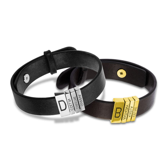 Personalized Leather Engraved Bracelet for Dad