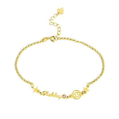 Customized Constellation Name Bracelet with Birthstone