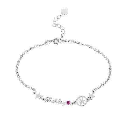 Customized Constellation Name Bracelet with Birthstone
