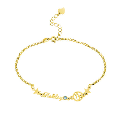 Customized Constellation Name Bracelet with Birthstone