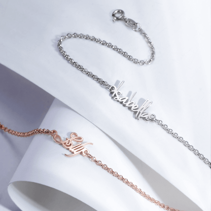Customizable Anklet with Name in Silver