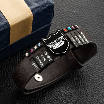 Personalized Shield Artificial Leather Bracelet for Dads