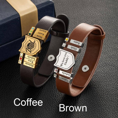 Personalized Shield Artificial Leather Bracelet for Dads