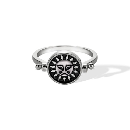 Moon Star & Sun Gothic Ring, Sterling Silver Dainty Ring Handmade, Birthday/Anniversary/Valentine's Day/Wedding Gift for Him/Her/Couples
