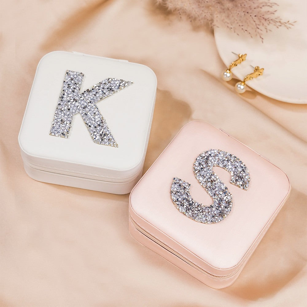 Personalized Monogram Jewelry Box, Bridesmaid Jewelry Box, Bridesmaid Gift for Girl/Friend, Wedding/Travel Jewelry Case, Birthday/Mother's Day Gift, Glitter Christmas Gift, Birthday Gift, Bridesmaid Gift for Her