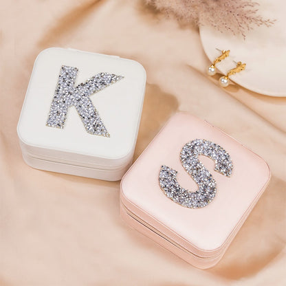 Personalized Monogram Jewelry Box, Bridesmaid Jewelry Box, Bridesmaid Gift for Girl/Friend, Wedding/Travel Jewelry Case, Birthday/Mother's Day Gift, Glitter Christmas Gift, Birthday Gift, Bridesmaid Gift for Her