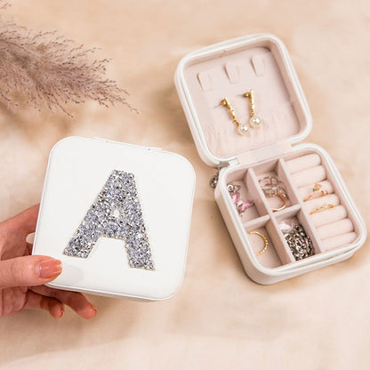 Personalized Monogram Jewelry Box, Bridesmaid Jewelry Box, Bridesmaid Gift for Girl/Friend, Wedding/Travel Jewelry Case, Birthday/Mother's Day Gift, Glitter Christmas Gift, Birthday Gift, Bridesmaid Gift for Her